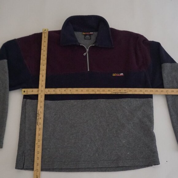 Vtg '90S Basic Concepts Purple Navy Outdoor Hiking Fleece Quarter Zip Sweater L - Picture 4 of 11